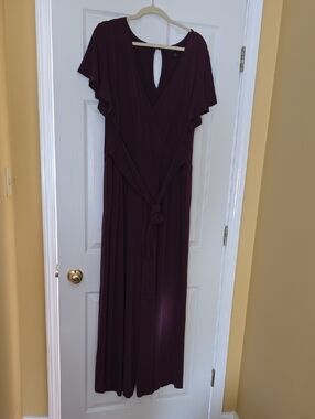 Lane Bryant Plum Wrap-Style Maxi Dress with Tie Waist